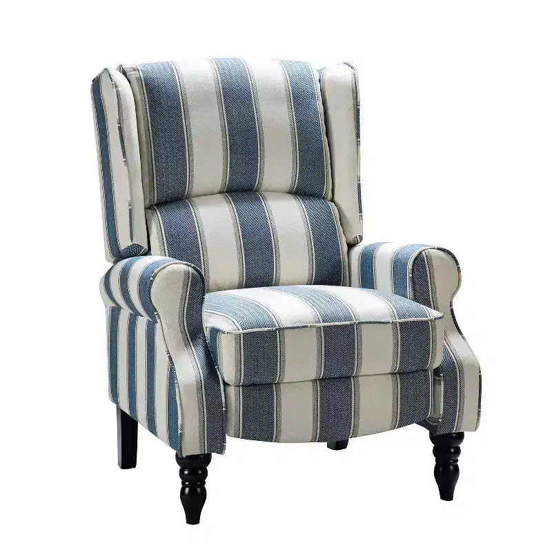Fauteuil inclinable contemporain manuel moderne à oreilles avec pieds en bois d'hévéa Asikli | Karat Home – Gris