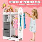 Costway Armoire Penderie Rangement pour Enfants avec Miroir et Bacs à Jouets