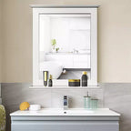 Miroir Mural de Salle de Bain Costway avec Étagère Miroir de Maquillage Carré Utilisation Polyvalente