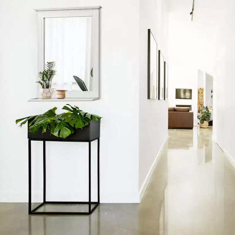 Miroir Mural de Salle de Bain Costway avec Étagère Miroir de Maquillage Carré Utilisation Polyvalente