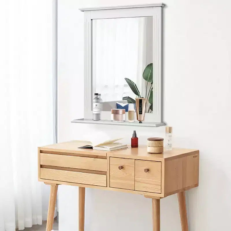 Miroir Mural de Salle de Bain Costway avec Étagère Miroir de Maquillage Carré Utilisation Polyvalente