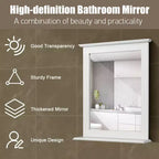 Miroir Mural de Salle de Bain Costway avec Étagère Miroir de Maquillage Carré Utilisation Polyvalente