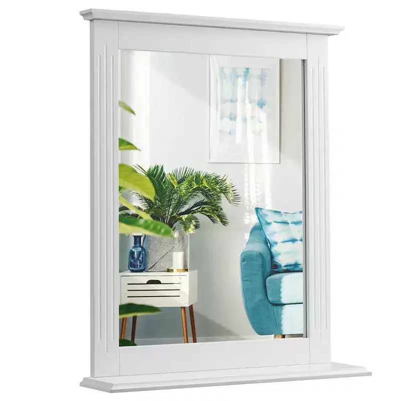 Miroir Mural de Salle de Bain Costway avec Étagère Miroir de Maquillage Carré Utilisation Polyvalente