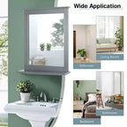 Miroir mural de salle de bain Costway avec étagère, miroir de maquillage polyvalent