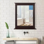 Miroir mural de salle de bain Costway avec étagère, miroir de maquillage polyvalent