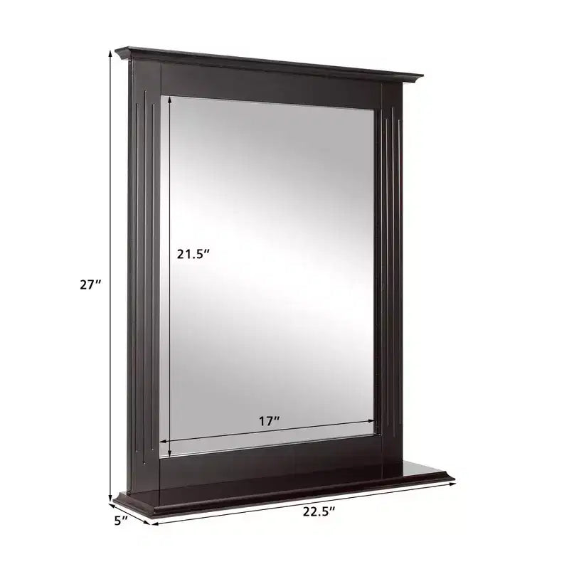 Miroir mural de salle de bain Costway avec étagère, miroir de maquillage polyvalent