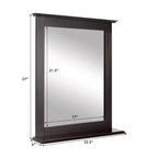 Miroir mural de salle de bain Costway avec étagère, miroir de maquillage polyvalent