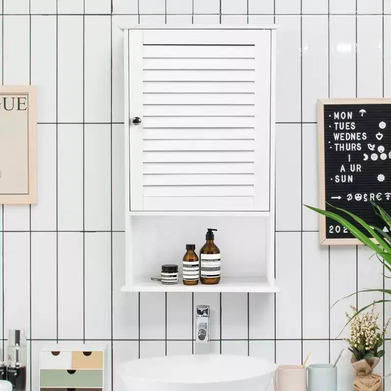 Costway Armoire Murale Meuble de Rangement Salle de Bain Suspendue 70 cm Hauteur Réglable