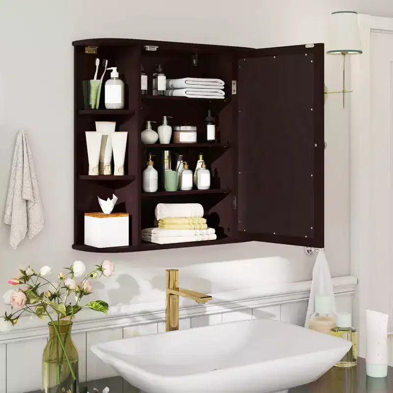 Costway Armoire de Toilette Murale Multifonctionnelle avec Miroir Gris/Blanc/Noir/Marron