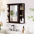 Costway Armoire de Toilette Murale Multifonctionnelle avec Miroir Gris/Blanc/Noir/Marron