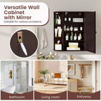Costway Armoire de Toilette Murale Multifonctionnelle avec Miroir Gris/Blanc/Noir/Marron
