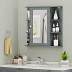 Costway Armoire de Toilette Murale Multifonctionnelle avec Miroir Gris/Blanc/Noir/Marron