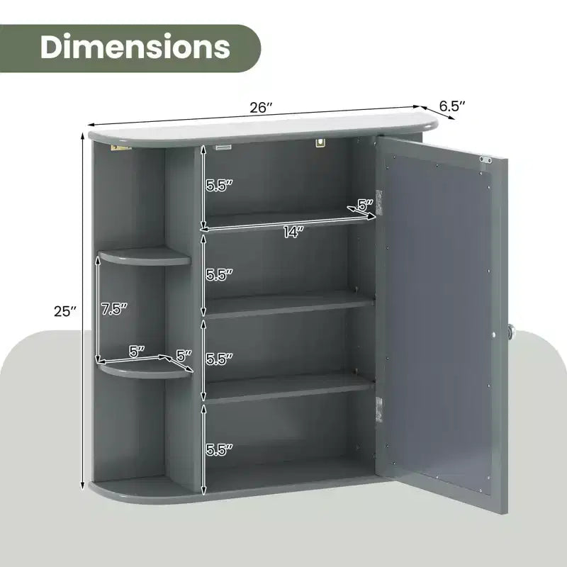 Costway Armoire de Toilette Murale Multifonctionnelle avec Miroir Gris/Blanc/Noir/Marron