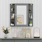 Costway Armoire de Toilette Murale Multifonctionnelle avec Miroir Gris/Blanc/Noir/Marron