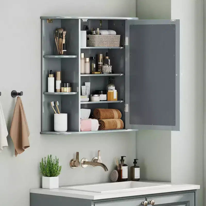 Costway Armoire de Toilette Murale Multifonctionnelle avec Miroir Gris/Blanc/Noir/Marron