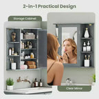 Costway Armoire de Toilette Murale Multifonctionnelle avec Miroir Gris/Blanc/Noir/Marron