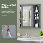 Costway Armoire de Toilette Murale Multifonctionnelle avec Miroir Gris/Blanc/Noir/Marron