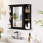 Costway Armoire de Toilette Murale Multifonctionnelle avec Miroir Gris/Blanc/Noir/Marron