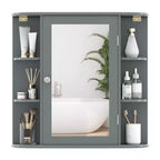 Costway Armoire de Toilette Murale Multifonctionnelle avec Miroir Gris/Blanc/Noir/Marron