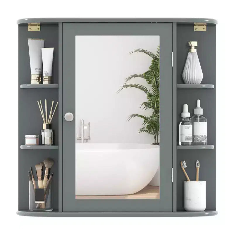Costway Armoire de Toilette Murale Multifonctionnelle avec Miroir Gris/Blanc/Noir/Marron