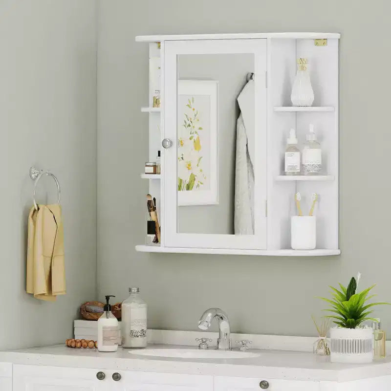 Costway Armoire de Toilette Murale Multifonctionnelle avec Miroir Gris/Blanc/Noir/Marron
