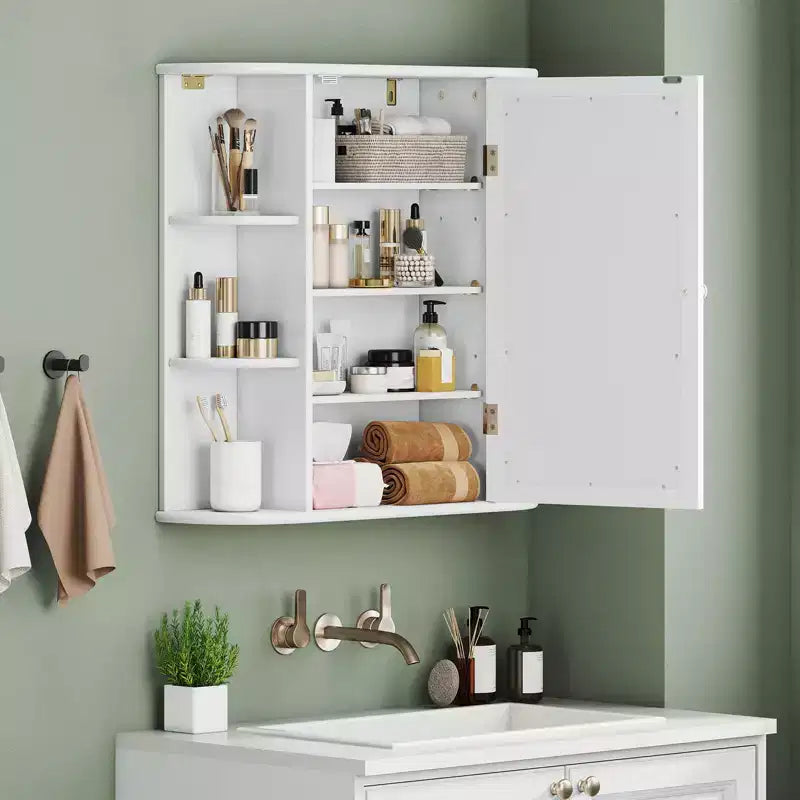 Costway Armoire de Toilette Murale Multifonctionnelle avec Miroir Gris/Blanc/Noir/Marron