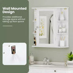 Costway Armoire de Toilette Murale Multifonctionnelle avec Miroir Gris/Blanc/Noir/Marron
