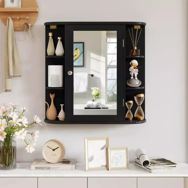 Costway Armoire de Toilette Murale Multifonctionnelle avec Miroir Gris/Blanc/Noir/Marron