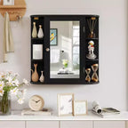 Costway Armoire de Toilette Murale Multifonctionnelle avec Miroir Gris/Blanc/Noir/Marron