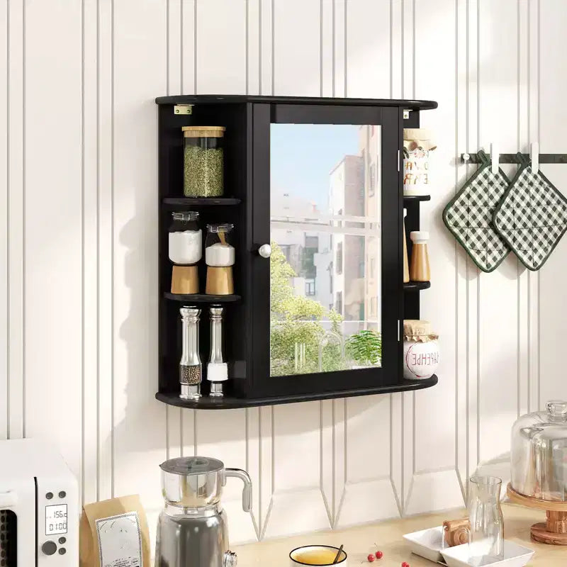 Costway Armoire de Toilette Murale Multifonctionnelle avec Miroir Gris/Blanc/Noir/Marron