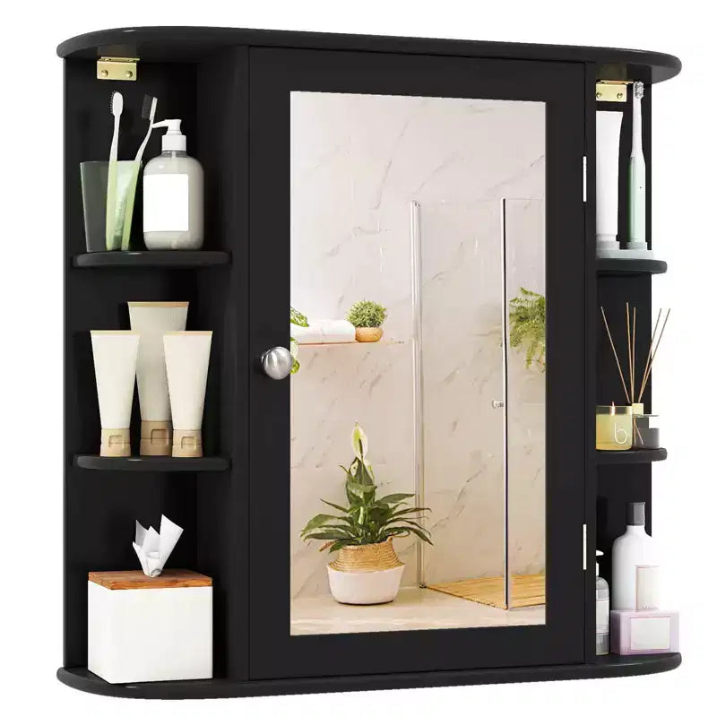 Costway Multipurpose Wall Surface Bathroom Storage Medicine Cabinet Mirror Gray/White/Black/Brown