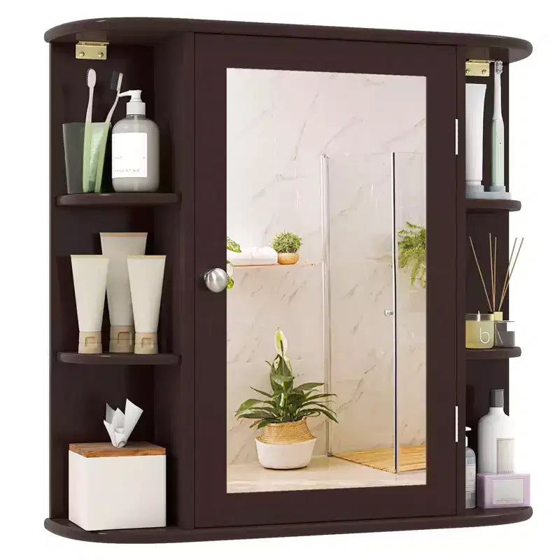 Costway Armoire de Toilette Murale Multifonctionnelle avec Miroir Gris/Blanc/Noir/Marron