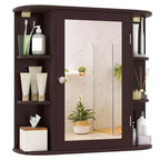 Costway Armoire de Toilette Murale Multifonctionnelle avec Miroir Gris/Blanc/Noir/Marron