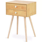 Table de chevet Costway Mid Century Modern à 2 tiroirs, table d'appoint/bout de canapé en bois naturel