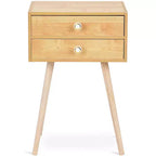 Table de chevet Costway Mid Century Modern à 2 tiroirs, table d'appoint/bout de canapé en bois naturel