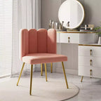 Tabouret de Maquillage en Velours Barbara pour Salle de Maquillage Chaises d'Appoint Modernes pour Salon avec Pieds en Métal Doré | ART OF LIVING DESIGNS-Rose