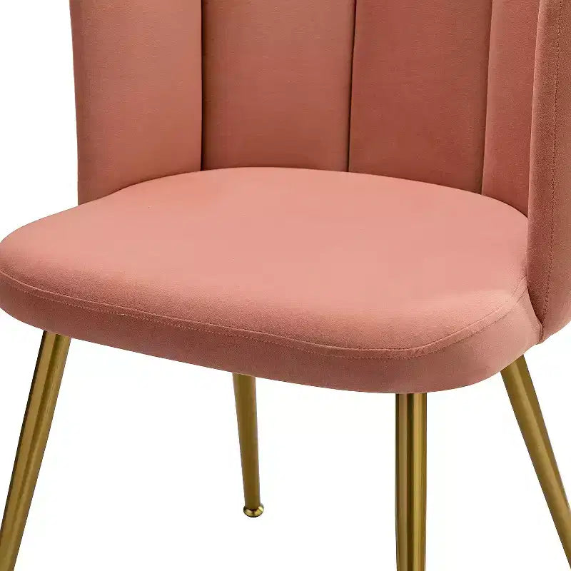 Tabouret de Maquillage en Velours Barbara pour Salle de Maquillage Chaises d'Appoint Modernes pour Salon avec Pieds en Métal Doré | ART OF LIVING DESIGNS-Rose