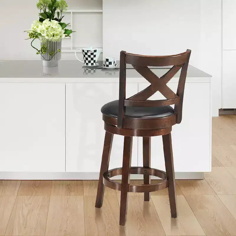 Tabouret pivotant Costway 24 po de hauteur de comptoir, chaise de salle à manger capitonnée à dossier en X, cuisine expresso