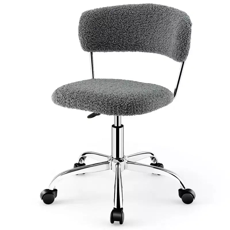 Costway Computer Desk Chair Adjustable Faux Fur Office Chair Swivel Vanity Chair