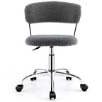 Costway Chaise de Bureau Informatique Réglable en Fausse Fourrure, Chaise de Bureau Pivotante pour Coiffeuse