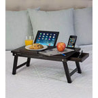 Plateau de lit multifonction pour ordinateur portable BirdRock Home en bambou - Noyer