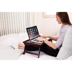 BirdRock Home Plateau de lit en bambou avec dessus réglable - Noyer