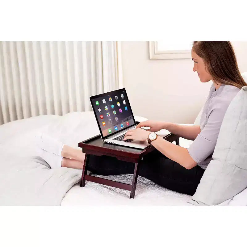 BirdRock Home Plateau de lit en bambou avec dessus réglable - Noyer