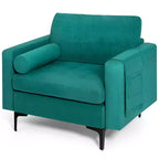 Costway Ensemble de 2 fauteuils d'appoint Canapé individuel avec traversin et pochette de rangement latérale sarcelle
