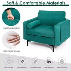 Costway Fauteuil d'appoint en tissu avec traversin et rangement latéral, couleur bleu sarcelle