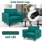 Costway Fauteuil d'appoint en tissu avec traversin et rangement latéral, couleur bleu sarcelle