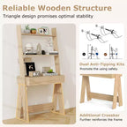 Bureau d'ordinateur en échelle pour la maison Costway, poste de travail mural avec étagères de rangement, naturel/blanc/noyer