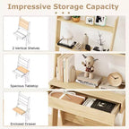 Bureau d'ordinateur en échelle pour la maison Costway, poste de travail mural avec étagères de rangement, naturel/blanc/noyer