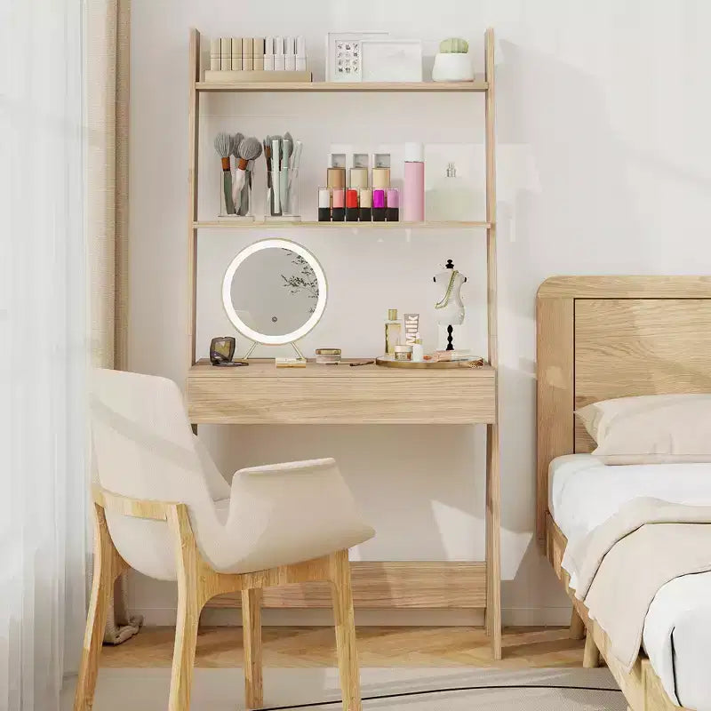 Bureau d'ordinateur en échelle pour la maison Costway, poste de travail mural avec étagères de rangement, naturel/blanc/noyer
