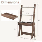 Bureau d'ordinateur en échelle pour la maison Costway, poste de travail mural avec étagères de rangement, naturel/blanc/noyer